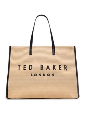 Ted Baker London Beige and Black Straw Tote